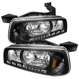 Dodge Charger Spyder LED Crystal Headlights - Black - 1PC - HD-ON-DCH05-1PC-LED-BK