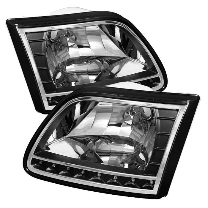 Ford Expedition Spyder Crystal Headlights - Black - HD-ON-FF15097-LED-BK
