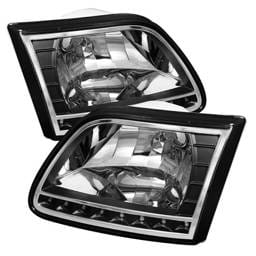 Ford Expedition Spyder Crystal Headlights - Black - HD-ON-FF15097-LED-BK