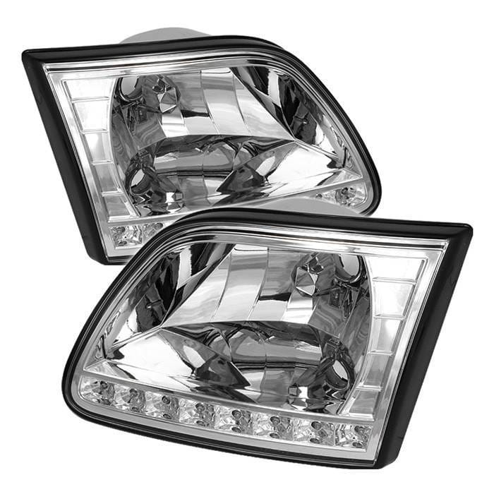 Ford Expedition Spyder Crystal Headlights - Chrome - HD-ON-FF15097-LED-C