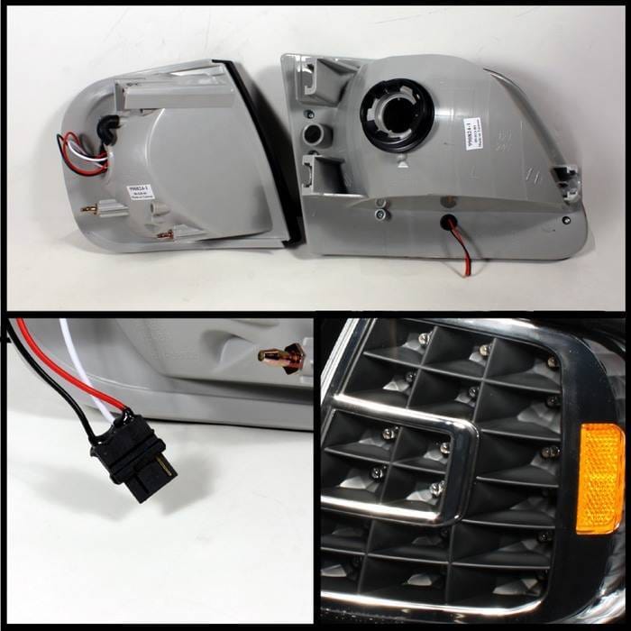 Ford Expedition Spyder Crystal Headlights with Clear LED Corners - Black - HD-ON-FF15097-LED-SET-BK thumbnail 2