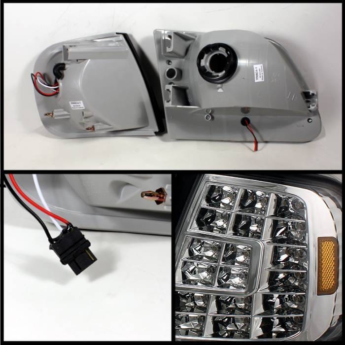 Ford Expedition Spyder Crystal Headlights with Clear LED Corners - Chrome - HD-ON-FF15097-LED-SET-C thumbnail 2