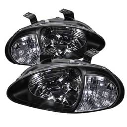 Honda Del Sol Spyder Crystal Headlights - Black - 1PC - HD-ON-HDEL93-1P-BK