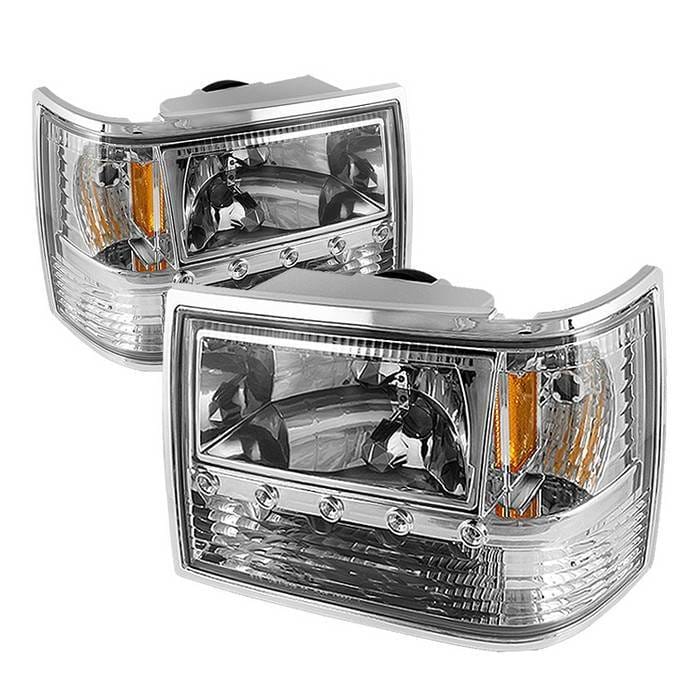 Jeep Grand Cherokee Spyder Crystal Headlights - Chrome - 1PC - HD-ON-JGC93-1PC-LED-C