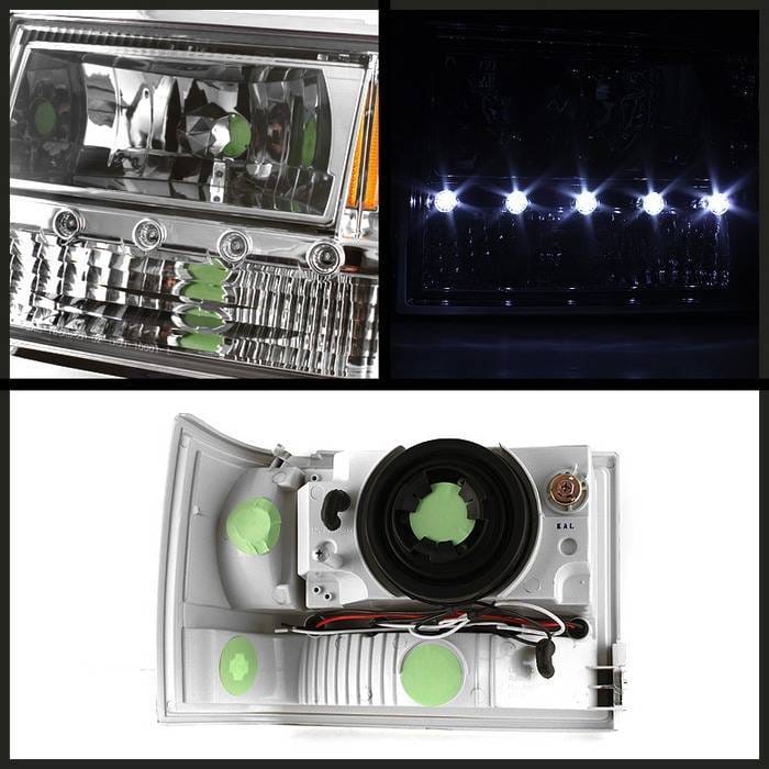 Jeep Grand Cherokee Spyder Crystal Headlights - Chrome - 1PC - HD-ON-JGC93-1PC-LED-C thumbnail 2