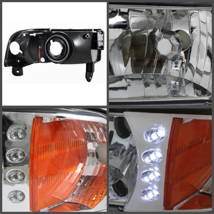 Dodge Ram Spyder Crystal Headlights - Chrome - 1PC - HD-ZO-DR94-1PC-C thumbnail 2