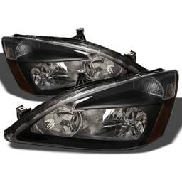Honda Accord Spyder Amber Crystal Headlights - Black - HD-JH-HA03-AM-BK