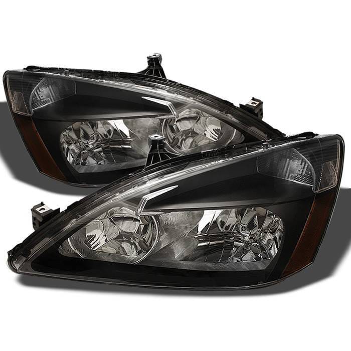 Honda Accord Spyder Amber Crystal Headlights - Black - HD-JH-HA03-AM-BK