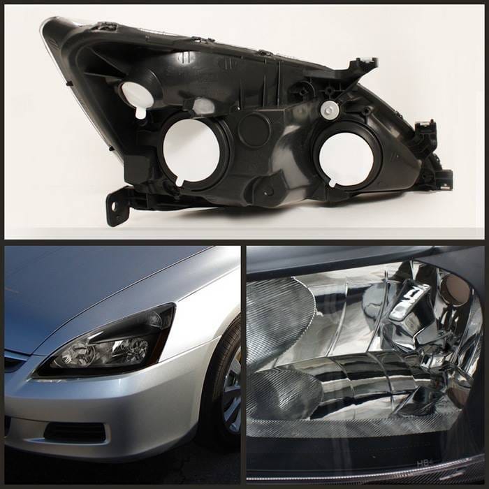 Honda Accord Spyder Amber Crystal Headlights - Black - HD-JH-HA03-AM-BK thumbnail 2