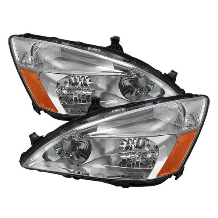 Honda Accord Spyder Amber Crystal Headlights - Chrome - HD-JH-HA03-AM-C
