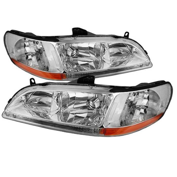 Honda Accord Spyder Amber Crystal Headlights - Chrome - HD-JH-HA98-AM-C