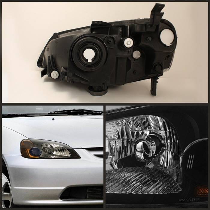 Honda Civic 2DR & 4DR Spyder Amber Crystal Headlights - Black - HD-JH-HC01-AM-BK thumbnail 2
