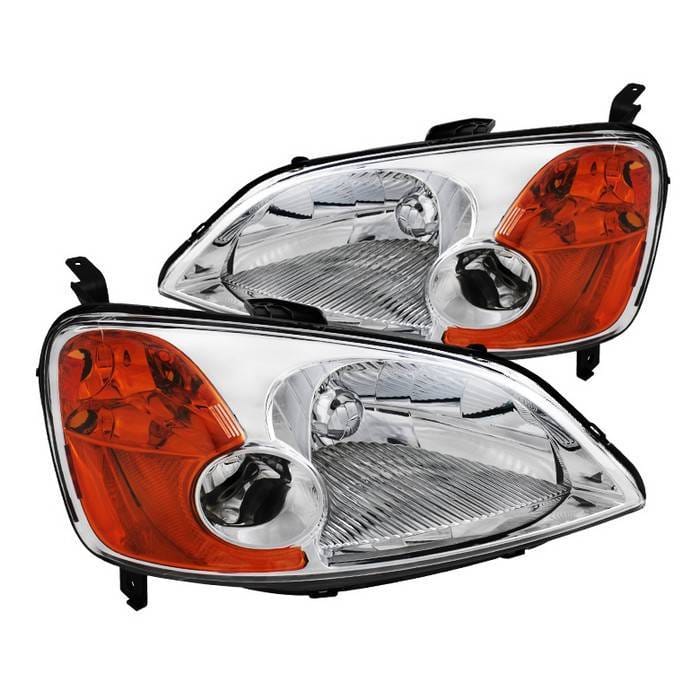 Honda Civic 2DR & 4DR Spyder Crystal Headlights - Chrome - HD-JH-HC01-AM-C