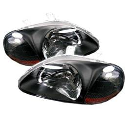 Honda Civic Spyder Amber Crystal Headlights - Black - HD-JH-HC96-AM-BK