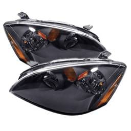 Nissan Altima Spyder Amber Crystal Headlights - Black - HD-JH-NA02-AM-BK