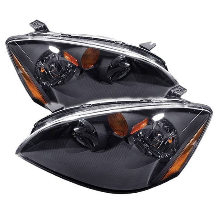 Nissan Altima Spyder Amber Crystal Headlights - Black - HD-JH-NA02-AM-BK
