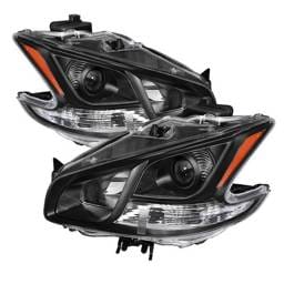 Nissan Maxima Spyder Amber Crystal Headlights - Black - HD-JH-NM09-AM-BK