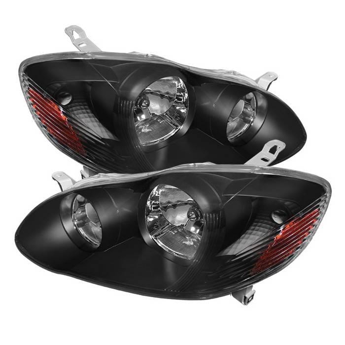 Toyota Corolla Spyder Crystal Headlights - Black - HD-JH-TC03-AM-BK