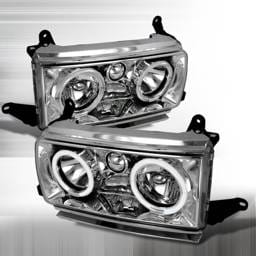 Toyota Land Cruiser Spec-D Crystal Housing Headlights - Chrome with Halo - LH-LCR90H-KS