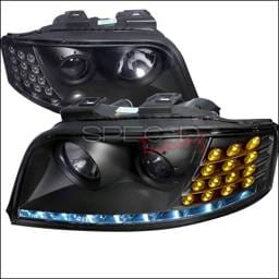 Audi A6 Spec-D Black Housing Projector Headlight with LED - LHP-A602JM-APC