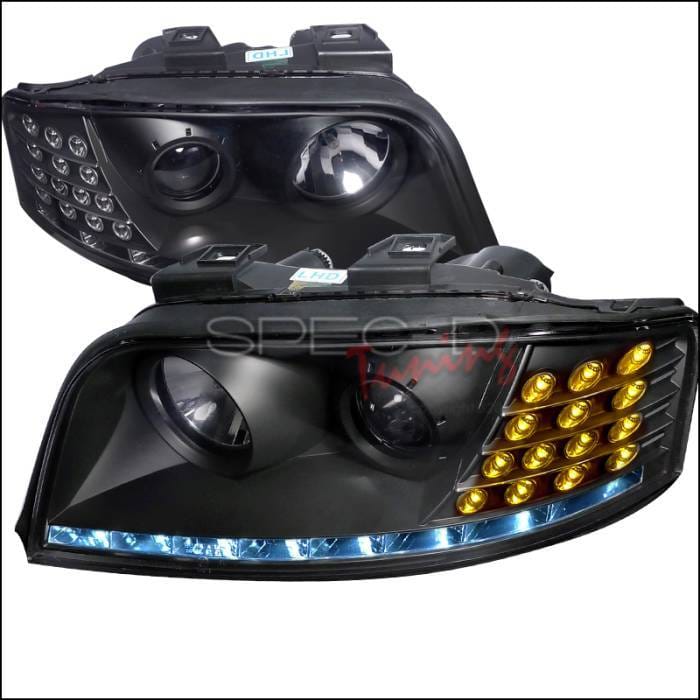 Audi A6 Spec-D Black Housing Projector Headlight with LED - LHP-A602JM-APC