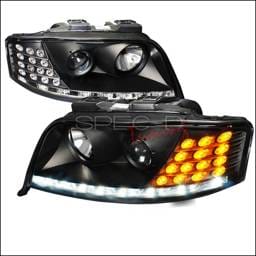 Audi A6 Spec-D Projector Headlights - Black Housing - LHP-A602JMHD-MR-APC