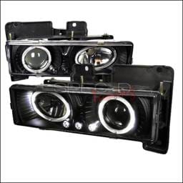 Chevrolet C10 Spec-D Halo Projector Headlights with LED - Black - LHP-C1088JM-RS