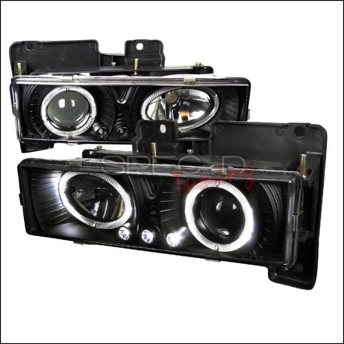 Chevrolet C10 Spec-D Halo Projector Headlights with LED - Black - LHP-C1088JM-RS