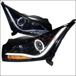 Chevrolet Cruze Spec-D LED Halo Projector Headlight with Gloss Black Housing & Smoke Lens - LHP-CRU11G-TM
