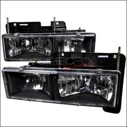 Chevrolet C10 Spec-D Crystal Housing Headlights - Black - LH-C1088JM-RS