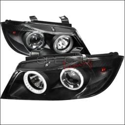 BMW 3 Series Spec-D Projector Headlights - Black Housing - With Daylight Ring Kit - LHP-E9005JM-DL-APC
