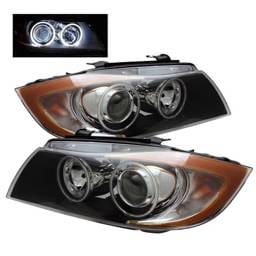BMW 3 Series 4DR Spyder CCFL Halo Projector Headlights - Black - PRO-CL-BE9005-AM-BK