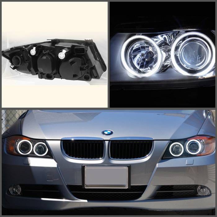 BMW 3 Series 4DR Spyder CCFL Halo Projector Headlights - Black - PRO-CL-BE9005-AM-BK thumbnail 2