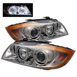 BMW 3 Series 4DR Spyder CCFL Halo Projector Headlights - Chrome - PRO-CL-BE9005-AM-C