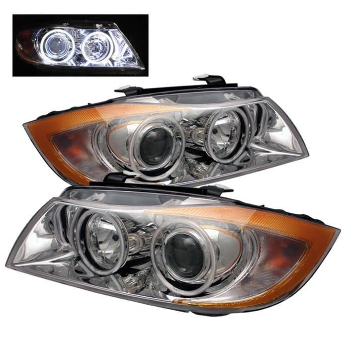 BMW 3 Series 4DR Spyder CCFL Halo Projector Headlights - Chrome - PRO-CL-BE9005-AM-C