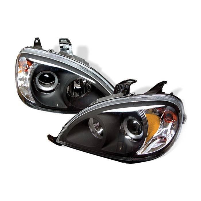 Mercedes-Benz ML Spyder Amber Projector Headlights - Black - PRO-CL-MBW16398-AM-BK