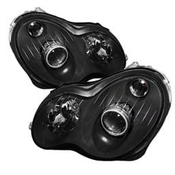 Mercedes-Benz C Class Spyder Halo Projector Headlights - Black - PRO-CL-MW20301-HL-BK