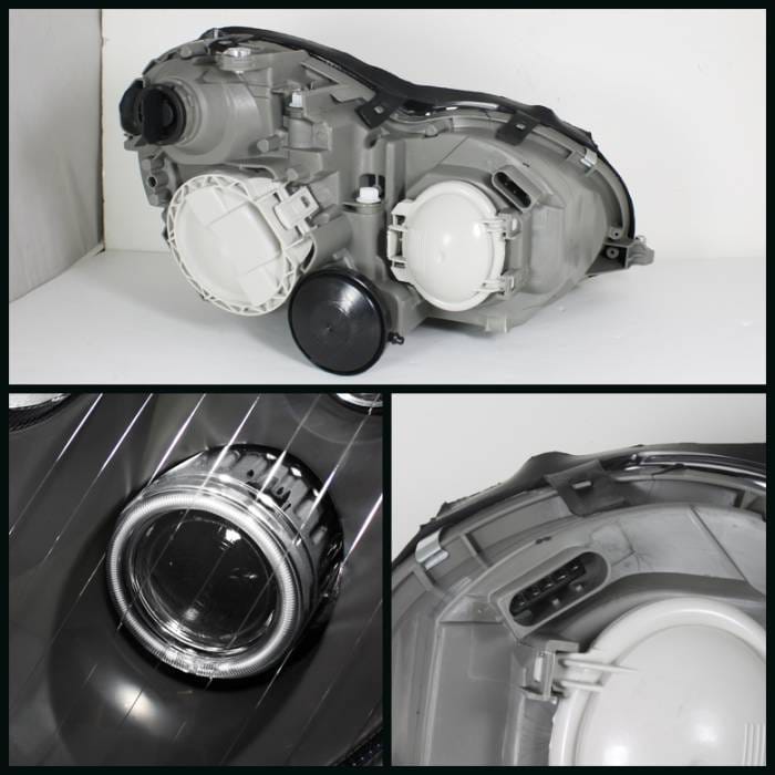 Mercedes-Benz C Class Spyder Halo Projector Headlights - Black - PRO-CL-MW20301-HL-BK thumbnail 2