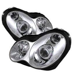 Mercedes-Benz C Class Spyder Halo Projector Headlights - Chrome - PRO-CL-MW20301-HL-C