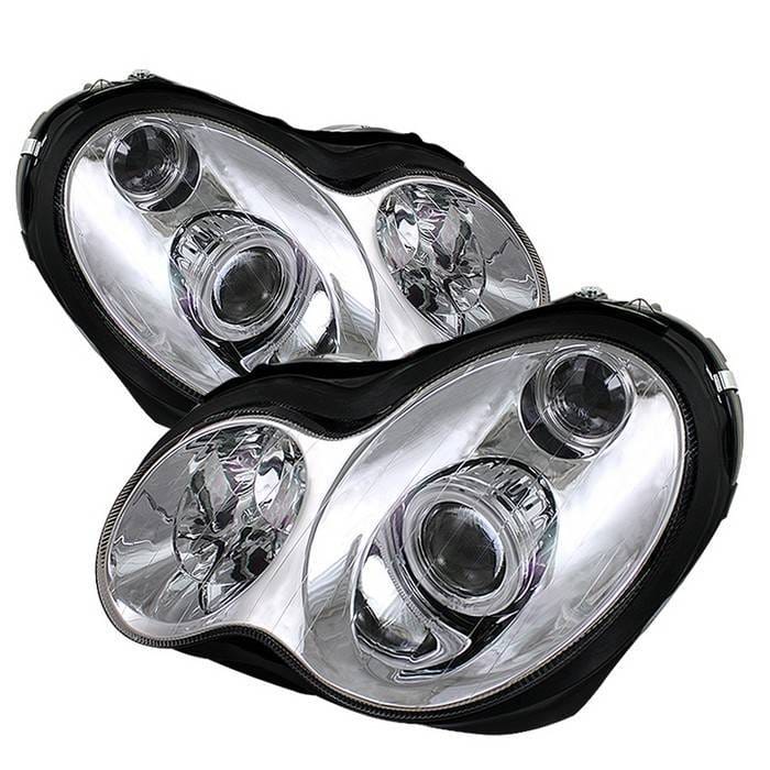 Mercedes-Benz C Class Spyder Halo Projector Headlights - Chrome - PRO-CL-MW20301-HL-C
