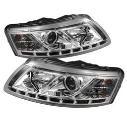 Audi A6 Spyder Daytime Running LED Projector Headlights - Chrome - PRO-YD-ADA605-HID-DRL-C