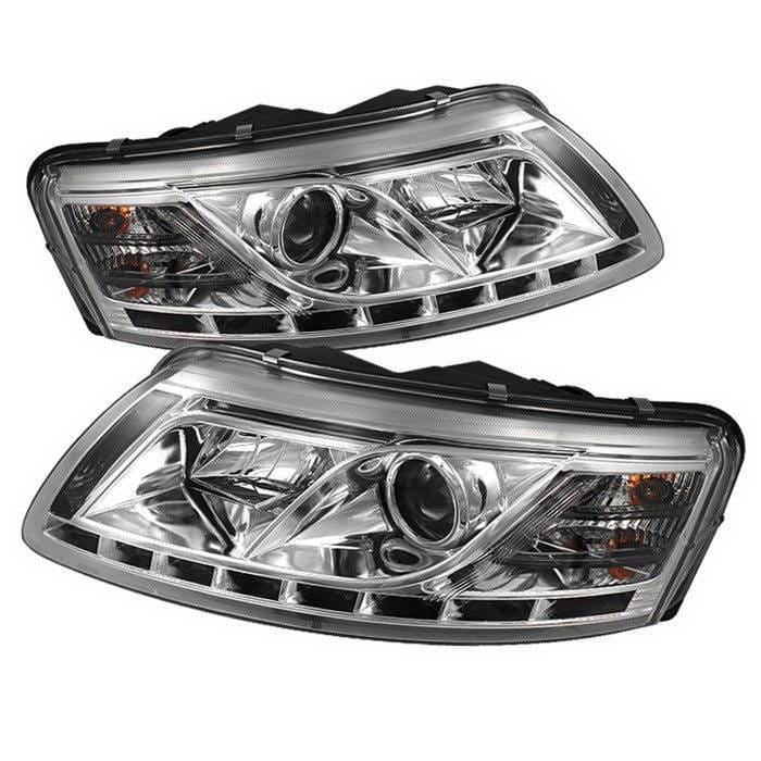 Audi A6 Spyder Daytime Running LED Projector Headlights - Chrome - PRO-YD-ADA605-HID-DRL-C