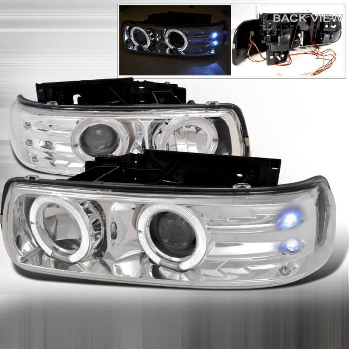 Chevrolet Tahoe Spec-D Dual Halo LED Projector Headlights - Chrome - LHP-SIV99-WJ