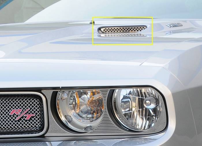 Dodge Challenger T-Rex T1 Stainless Hood Scoop - Style 2 Mesh Style - 2PC - 11417