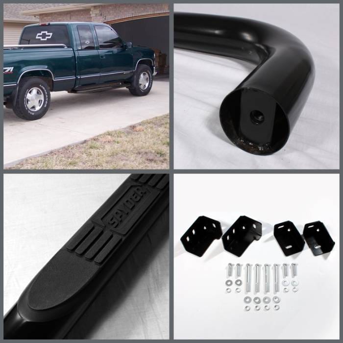 Chevrolet CK Truck Spyder 3 Inch Round Side Step Bar - Black Powder Coat - SSB-CCK-A07S0415-BK thumbnail 2