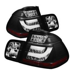 BMW 3 Series 4DR Spyder Light Bar Style LED Taillights - Black - 111-BE4602-4D-LBLED-BK