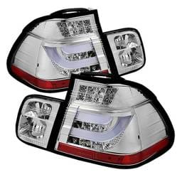 BMW 3 Series 4DR Spyder Light Bar Style LED Taillights - Chrome - 111-BE4602-4D-LBLED-C