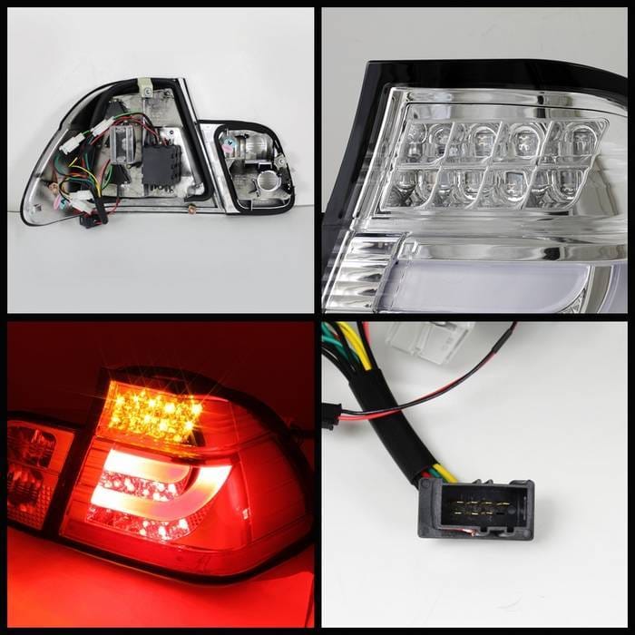 BMW 3 Series 4DR Spyder Light Bar Style LED Taillights - Chrome - 111-BE4602-4D-LBLED-C thumbnail 2