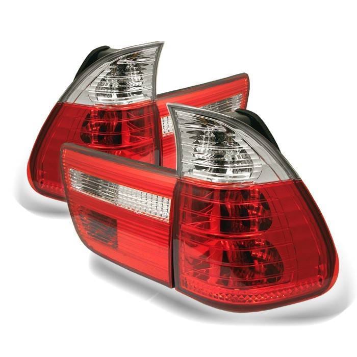 BMW X5 Spyder Euro Style Taillights - Red Clear - 4PC - 111-BE5300-RC