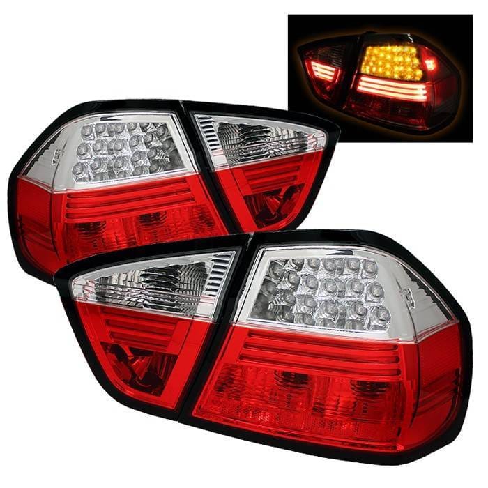 BMW 3 Series 4DR Spyder LED Taillights - Red Clear - 111-BE9006-LED-RC